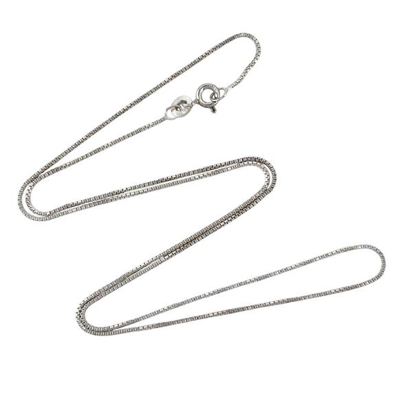 Vintage Sterling Silver 925 Box Chain Necklace 18" - Picture 1 of 3